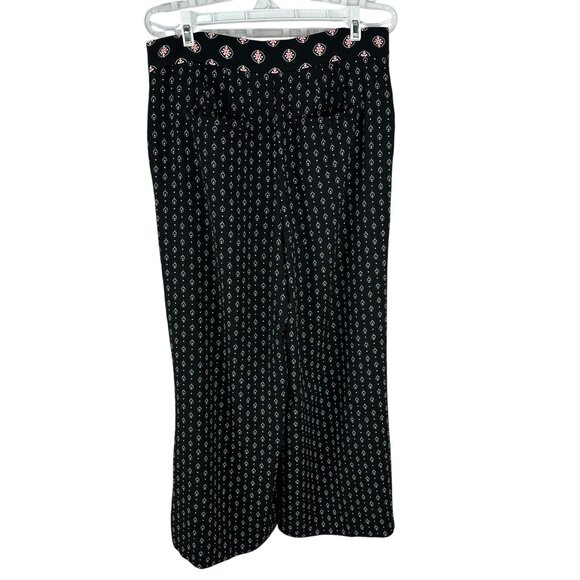 LOFT Womens Black & Pink Patterned Wide-Leg Pants Size 6 - Picture 3 of 6